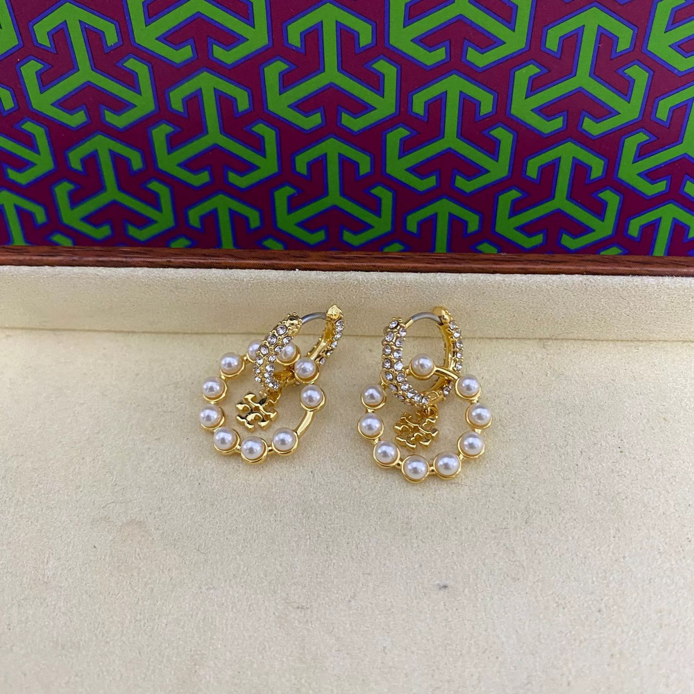 Tory Burch Rhinestone Pearl Earrings Detachable